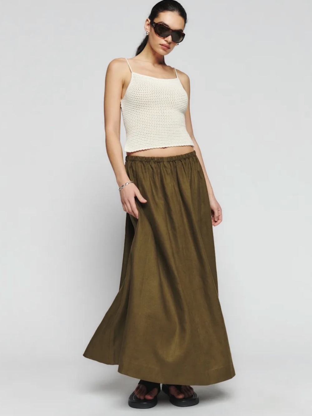 Reformation Linda Cotton Open Back Tank Fior Di Latte